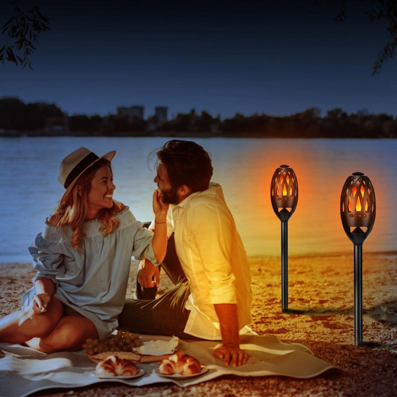Edge Collections - Black - Wireless LED Flame Speaker for Outdoor Ambiance - 1 Piece